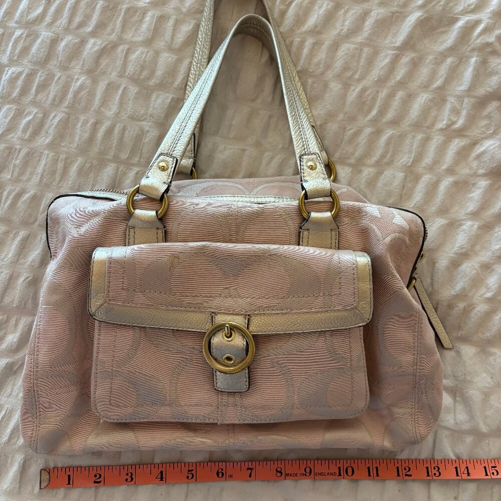 SOLD - Authentic COACH PENELOPE BLUSH PINK GOLD SIGNATURE satchel handbag